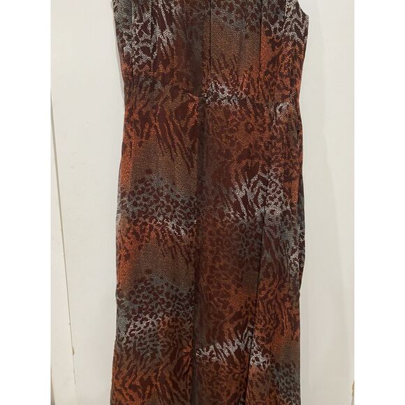 Jessica London Wrap Dress Womens 16 Red Ochre  Gray Sleeveless Lined Maxi Casual - Picture 14 of 16